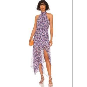 Veronica Beard Leia Silk Halter Neck‎ Midi Dress Size 16